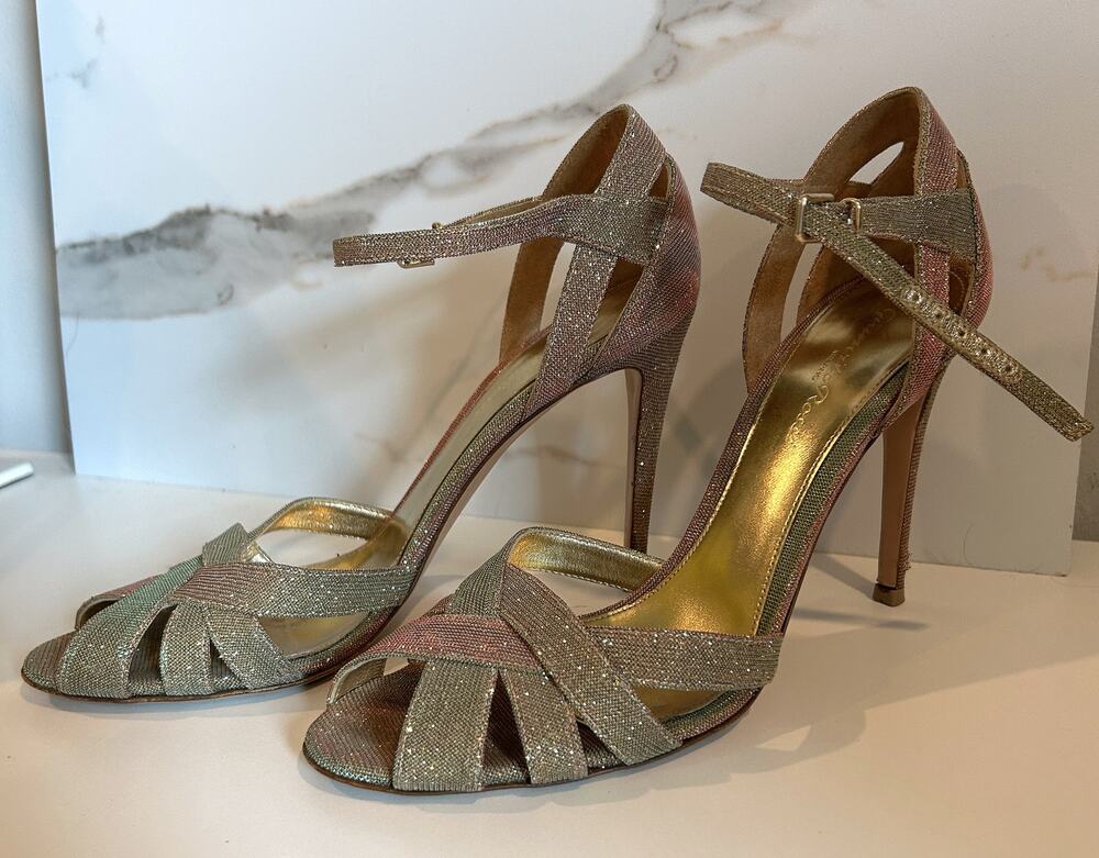 Christian Louboutin Glitter Accent Strap Sandals, Size 39.5 (US 9.5)